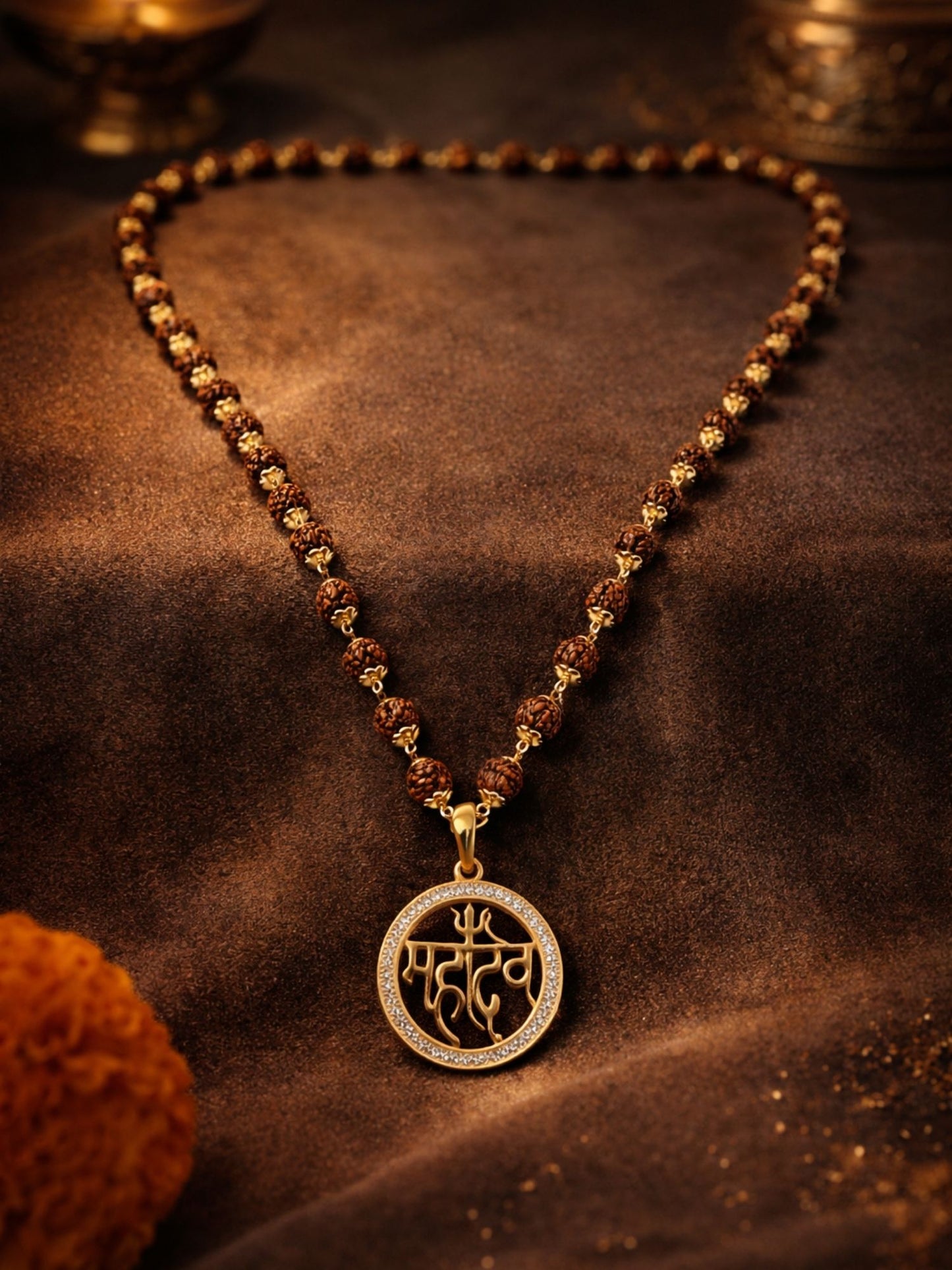 Rudraksha Necklace with Mahadev Pendant for Men