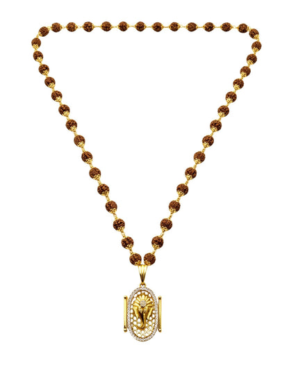 Rudraksha Necklace with Gold-Plated Ganesh Pendant