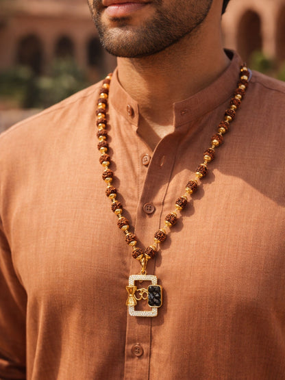 Rudraksha Bead Necklace with Om Pendant