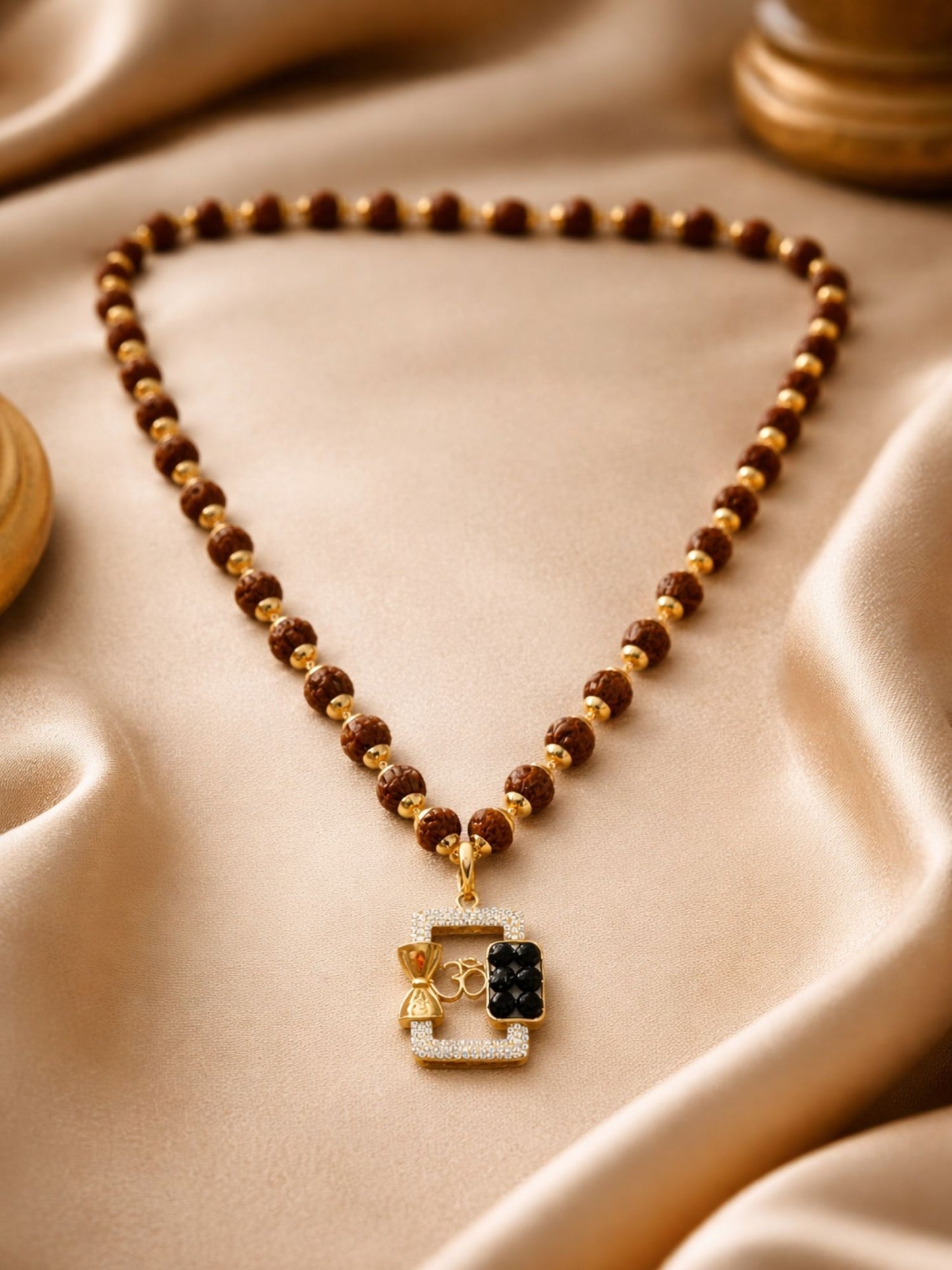 Rudraksha Bead Necklace with Om Pendant
