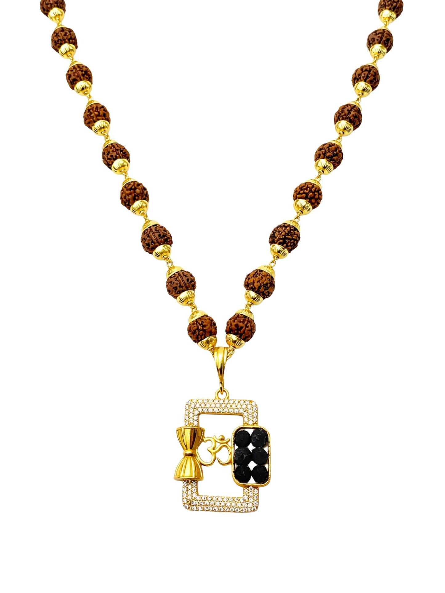 Rudraksha Bead Necklace with Om Pendant