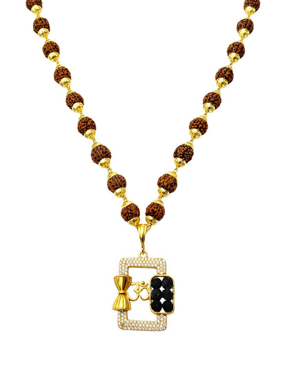 Rudraksha Bead Necklace with Om Pendant