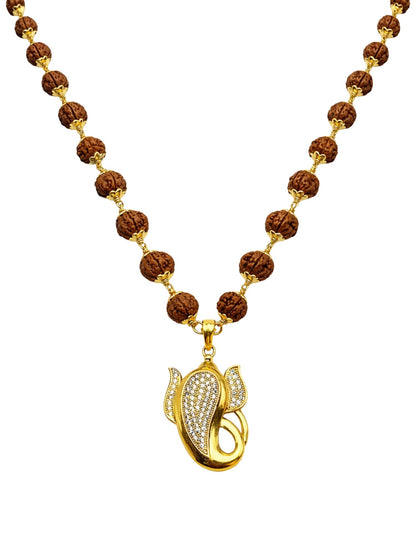 Rudraksha Necklace with AD Ganesha Pendant