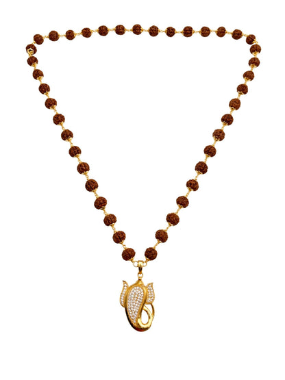 Rudraksha Necklace with AD Ganesha Pendant