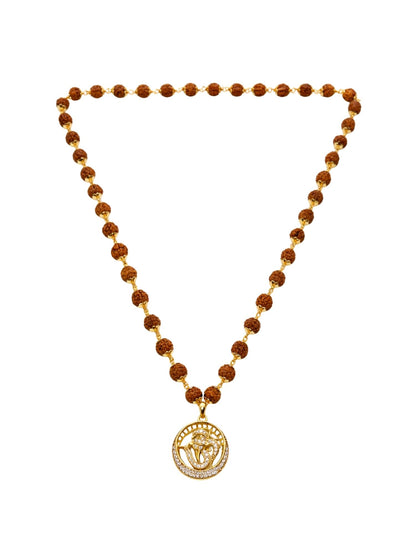 Rudraksha Necklace with American Diamond Ganesh Pendant