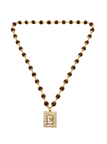 Rudraksha Necklace with Om American Diamond Pendant