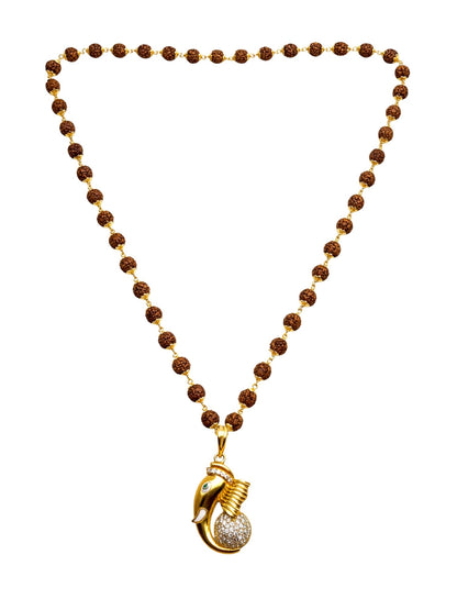 Rudraksha Necklace with Gold Plated Ganesha Pendant