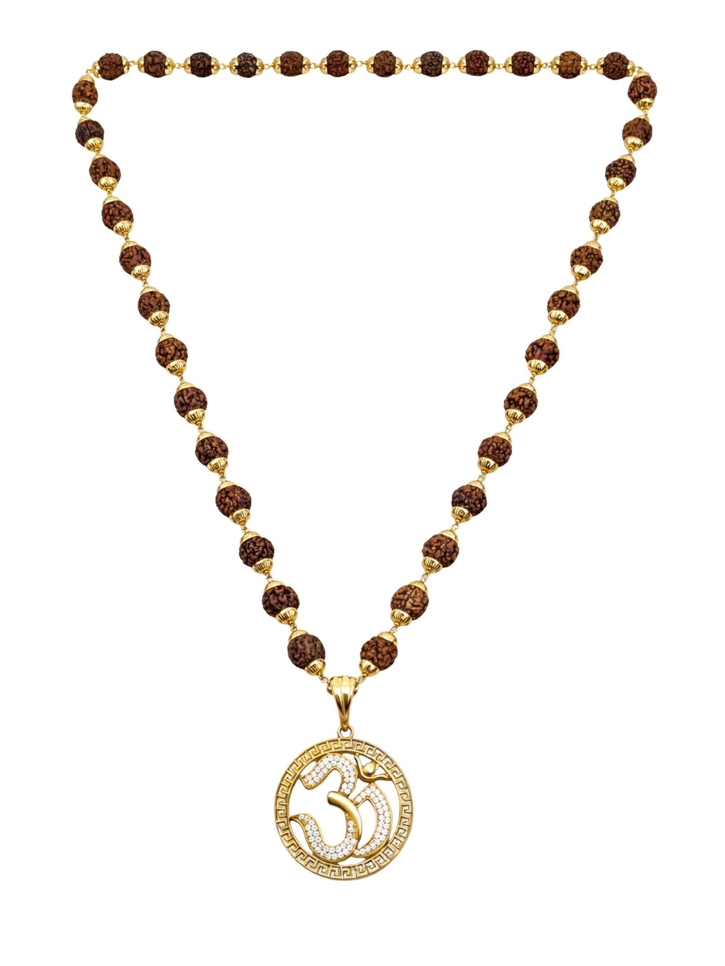 Rudraksha Necklace with American Diamond Om Pendant