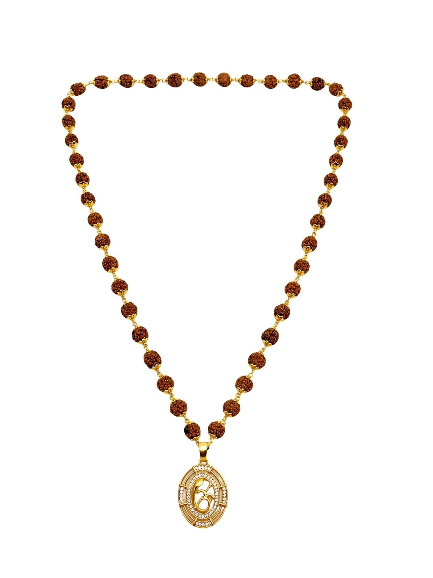 Rudraksha Necklace with Om American Diamond Pendant