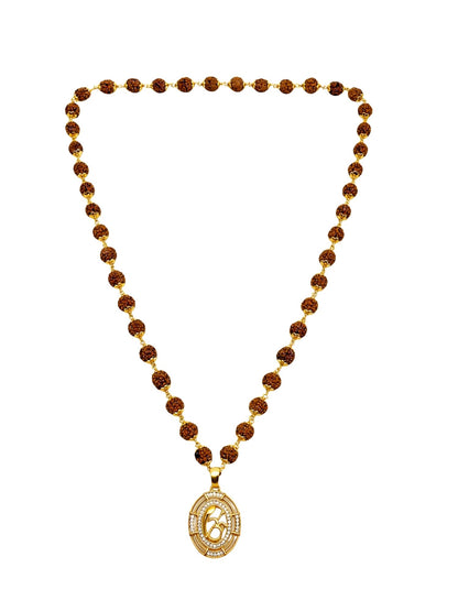 Rudraksha Necklace with Om American Diamond Pendant
