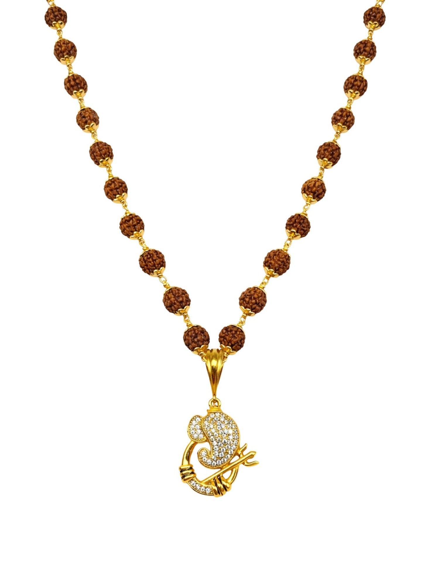 Rudraksha Necklace with AD Ganpati Pendant