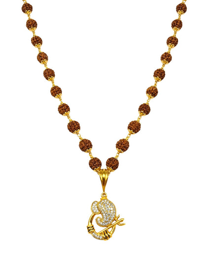 Rudraksha Necklace with AD Ganpati Pendant