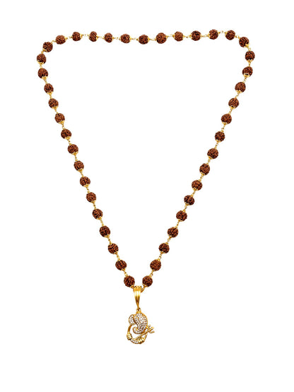 Rudraksha Necklace with AD Ganpati Pendant