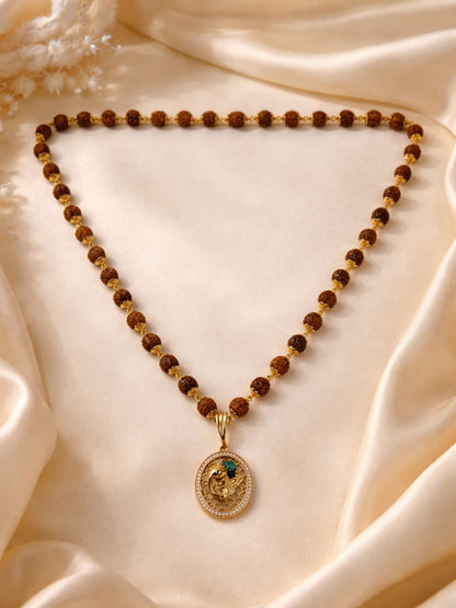 Rudraksha Bead Necklace with Ganesh Pendant