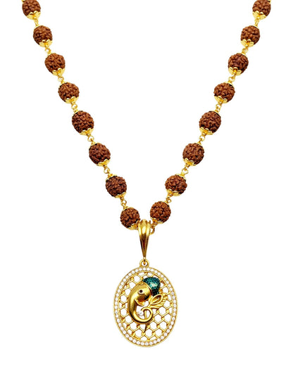Rudraksha Bead Necklace with Ganesh Pendant