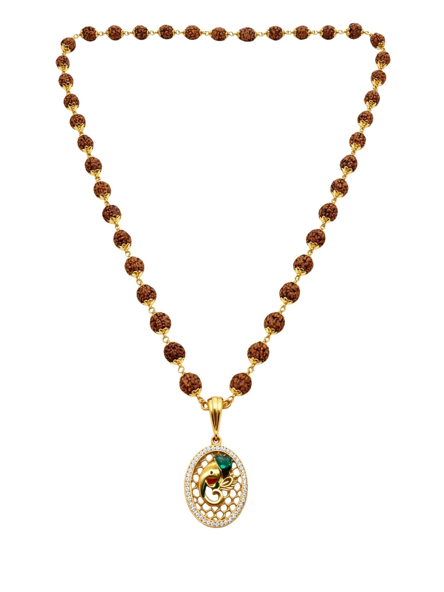 Rudraksha Bead Necklace with Ganesh Pendant