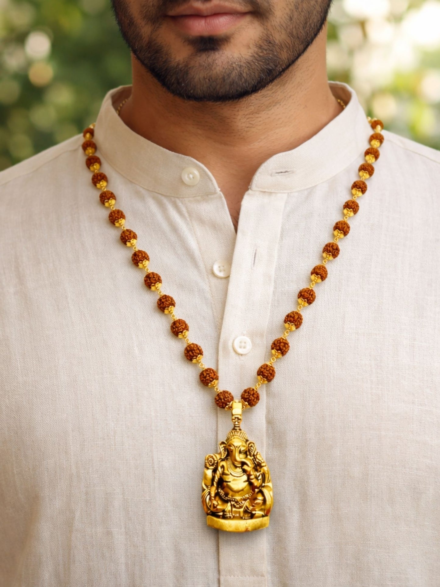 Rudraksha Necklace with Ganesh Pendant