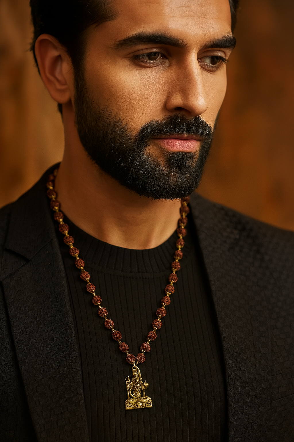 Lord Shiva Pendant Rudraksha Gold Chain