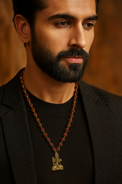 Lord Shiva Pendant Rudraksha Gold Chain