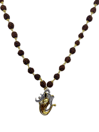 Lord Ganesha Pendant Rudraksha Gold mala