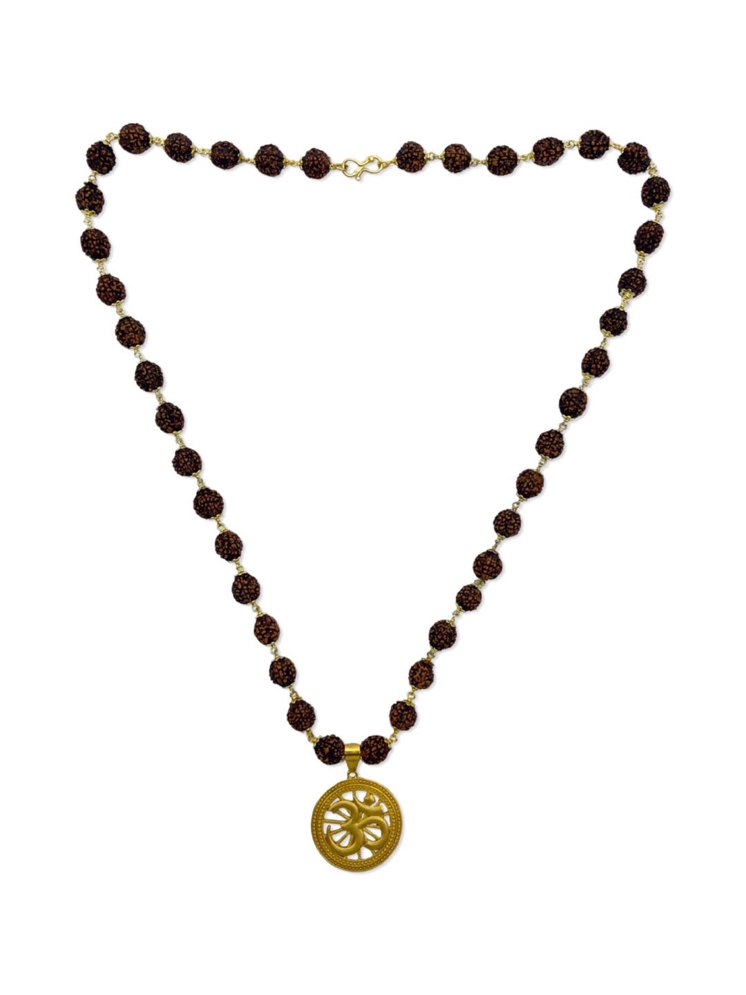 Om Round Pendant Rudraksha Gold mala