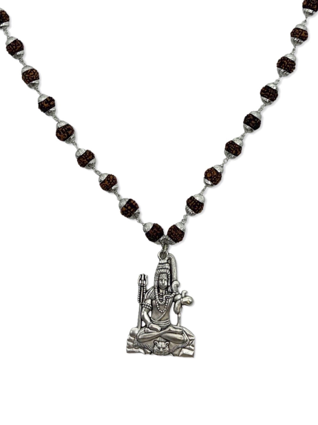 Lord Shiva Pendant Rudraksha Silver Mala