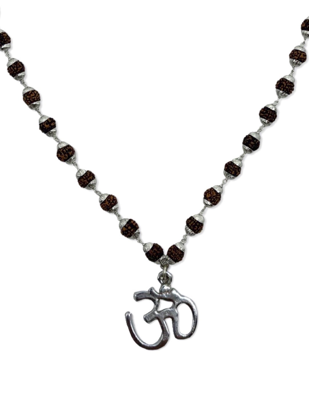 OM Pendant Rudraksha Silver Chain
