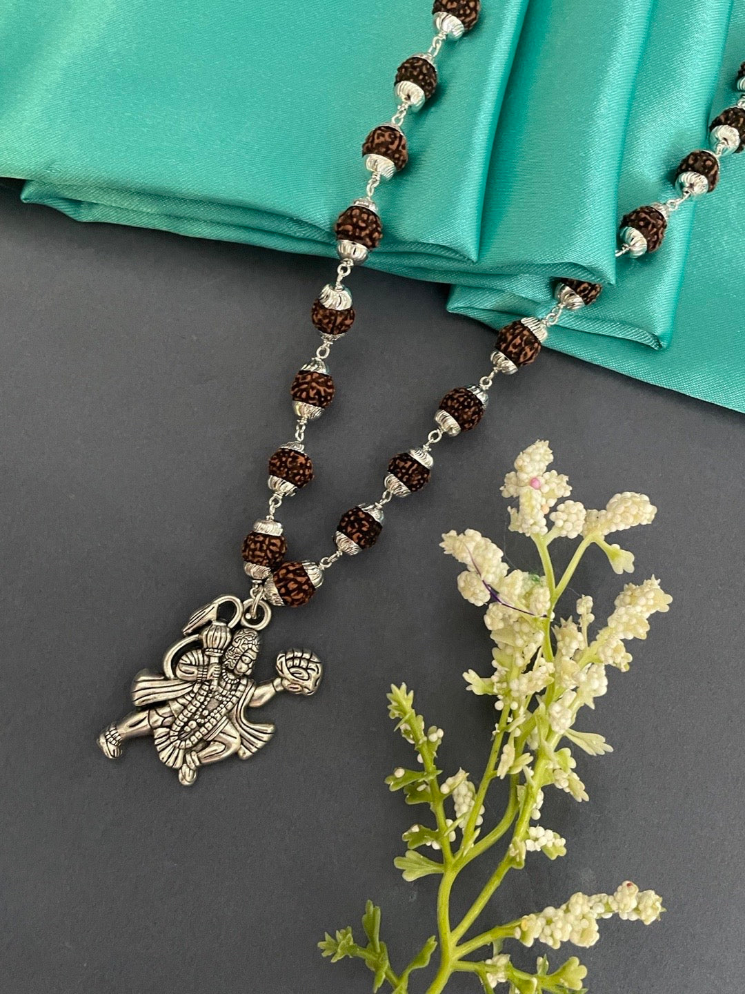 Lord Hanuman Pendant Rudraksha Mala