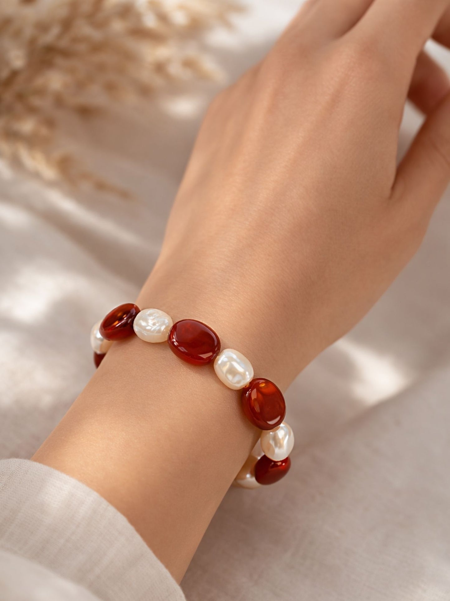 Red Stone Beaded Bracelet Women|Lumba Rakhi Bhabhi Sister Gifts!