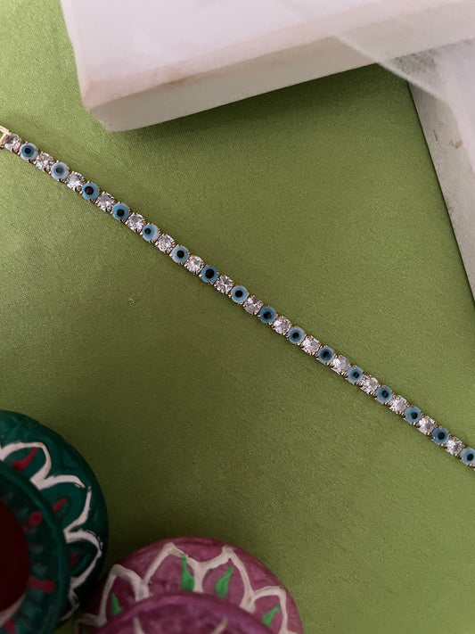 AD White Evil Eye Bracelet Lumba Rakhi