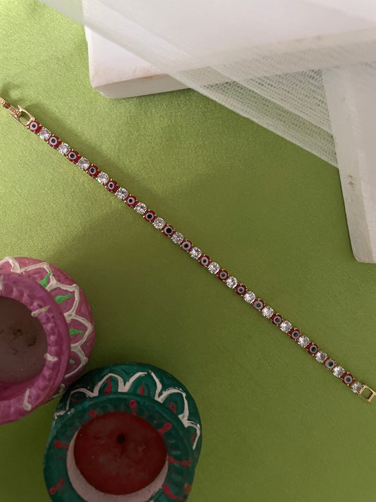 AD Red Evil Eye Bracelet Lumba Rakhi