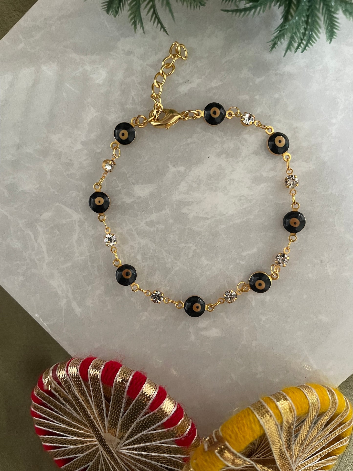 AD Black Evil Eye Bracelet Lumba Rakhi