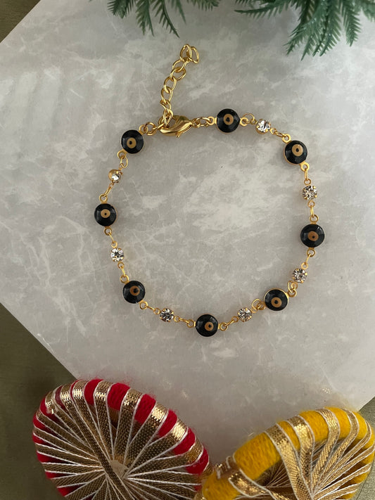 AD Black Evil Eye Bracelet Lumba Rakhi