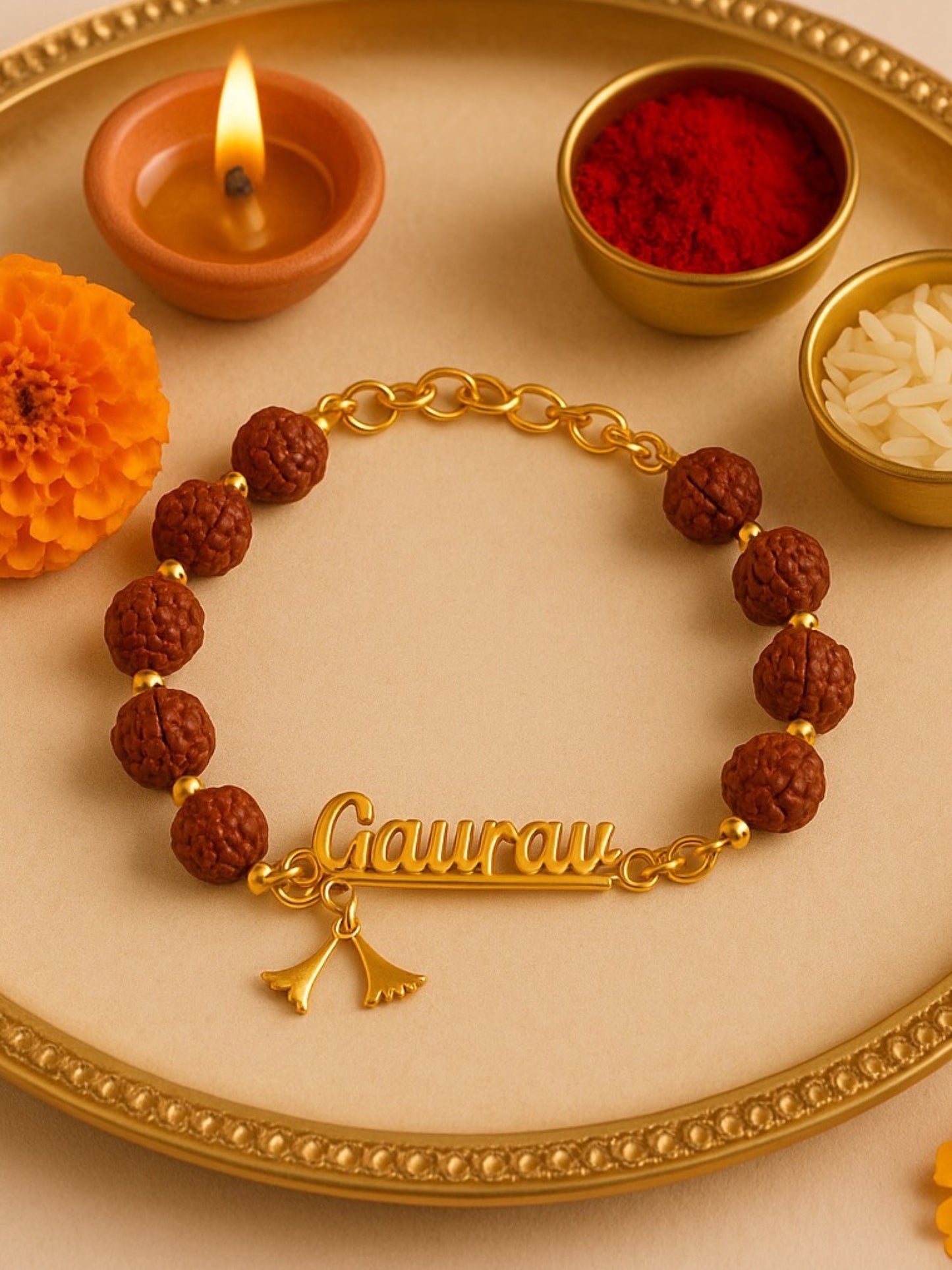 Rudraksha Name Rakhi Lumba Bracelet