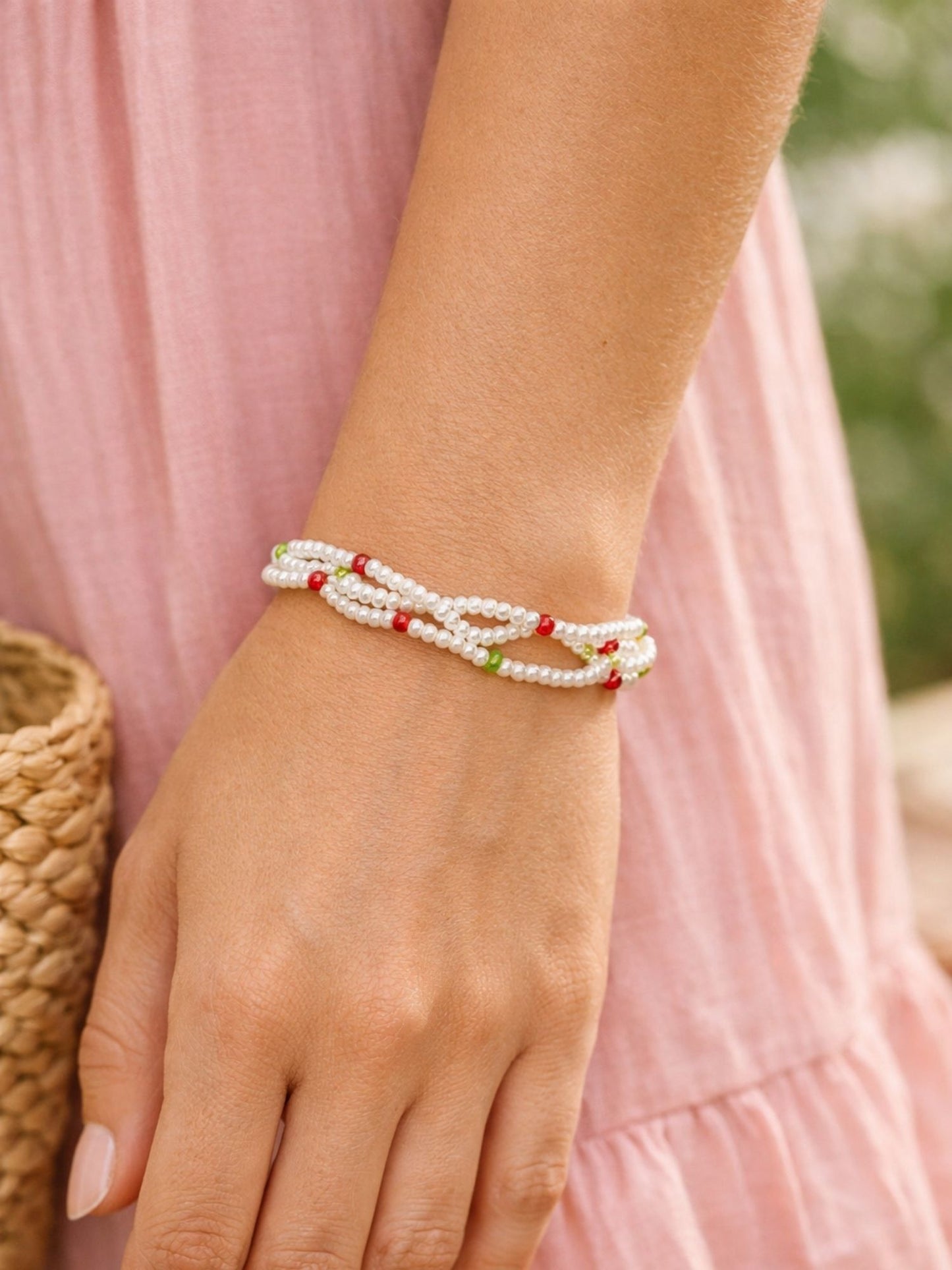 Pearl Beaded Bracelet Women Traditional|Lumba Rakhi Bhabhi Sister