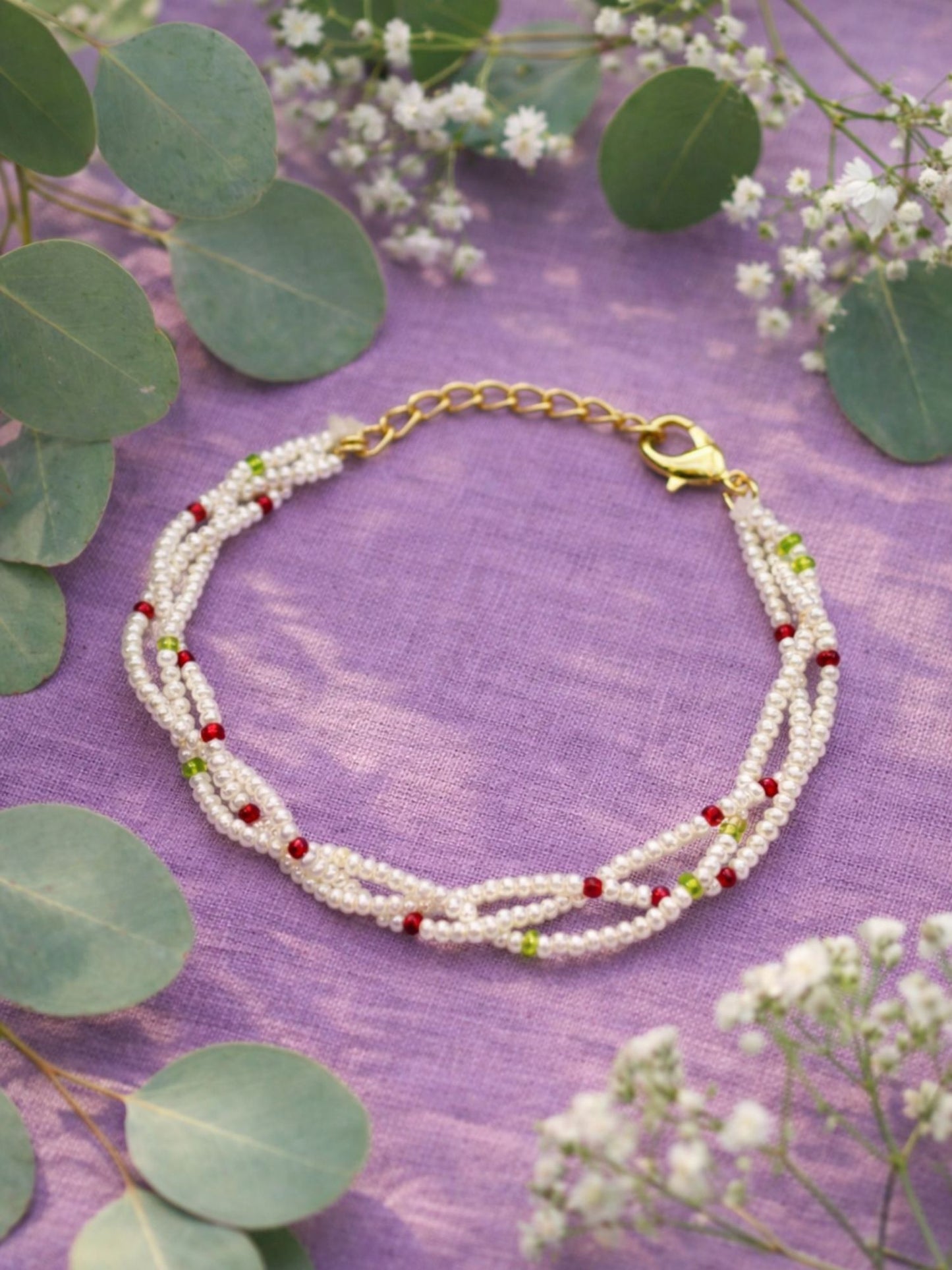 Pearl Beaded Bracelet Women Traditional|Lumba Rakhi Bhabhi Sister