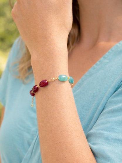 Green Multi Stone Gold Chain Bracelet Women|Lumba Rakhi Bhabhi Sister