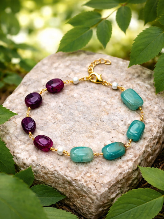 Green Multi Stone Gold Chain Bracelet Women|Lumba Rakhi Bhabhi Sister