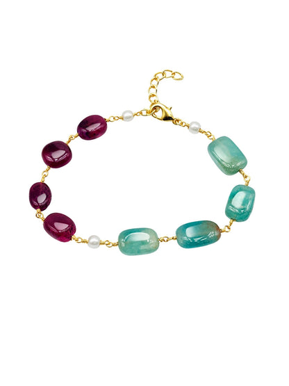 Green Multi Stone Gold Chain Bracelet Women|Lumba Rakhi Bhabhi Sister