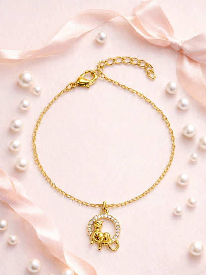 Gold Plated Charm Bracelet Crystal Pendant Women|Lumba Rakhi Bhabhi Sister