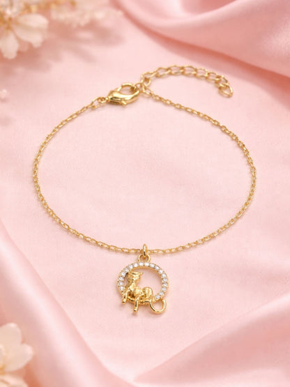 Gold Plated Charm Bracelet Crystal Pendant Women|Lumba Rakhi Bhabhi Sister