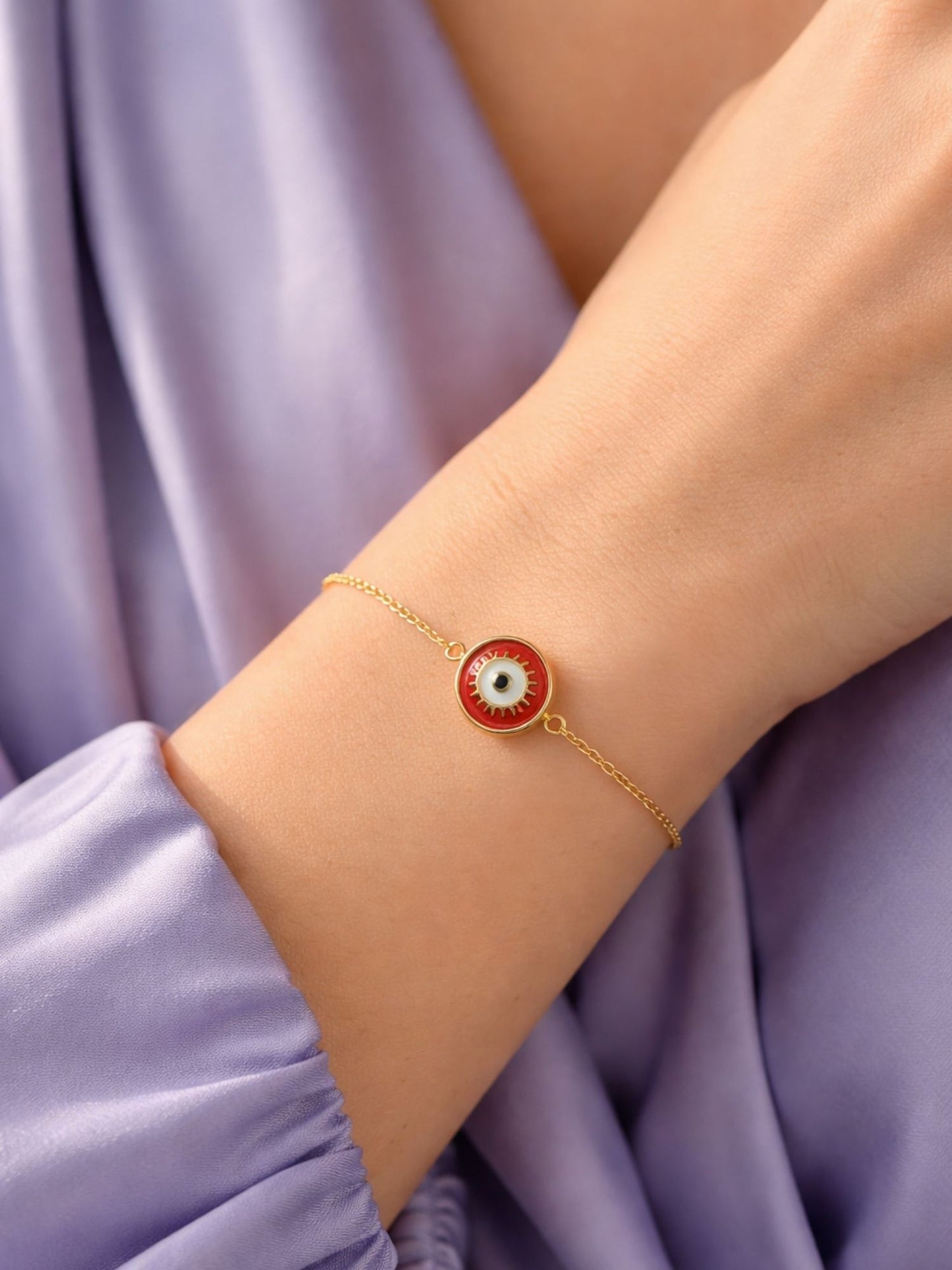 Red Charm Gold Chain Bracelet Nazar Protection Women|Lumba Rakhi Bhabhi Sister