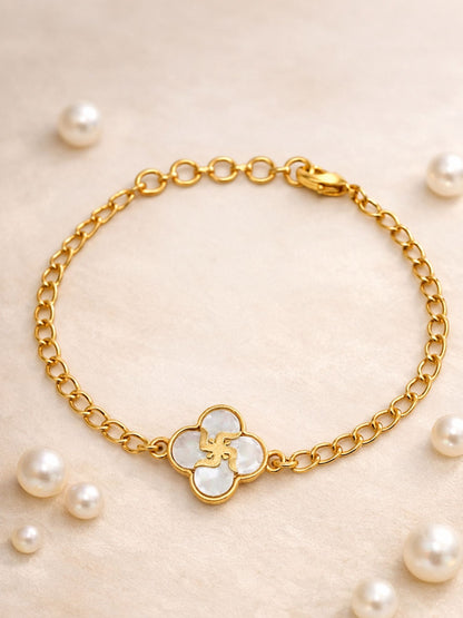 Gold Plated Swastik Charm Bracelet Women|Lumba Rakhi Bhabhi Sister