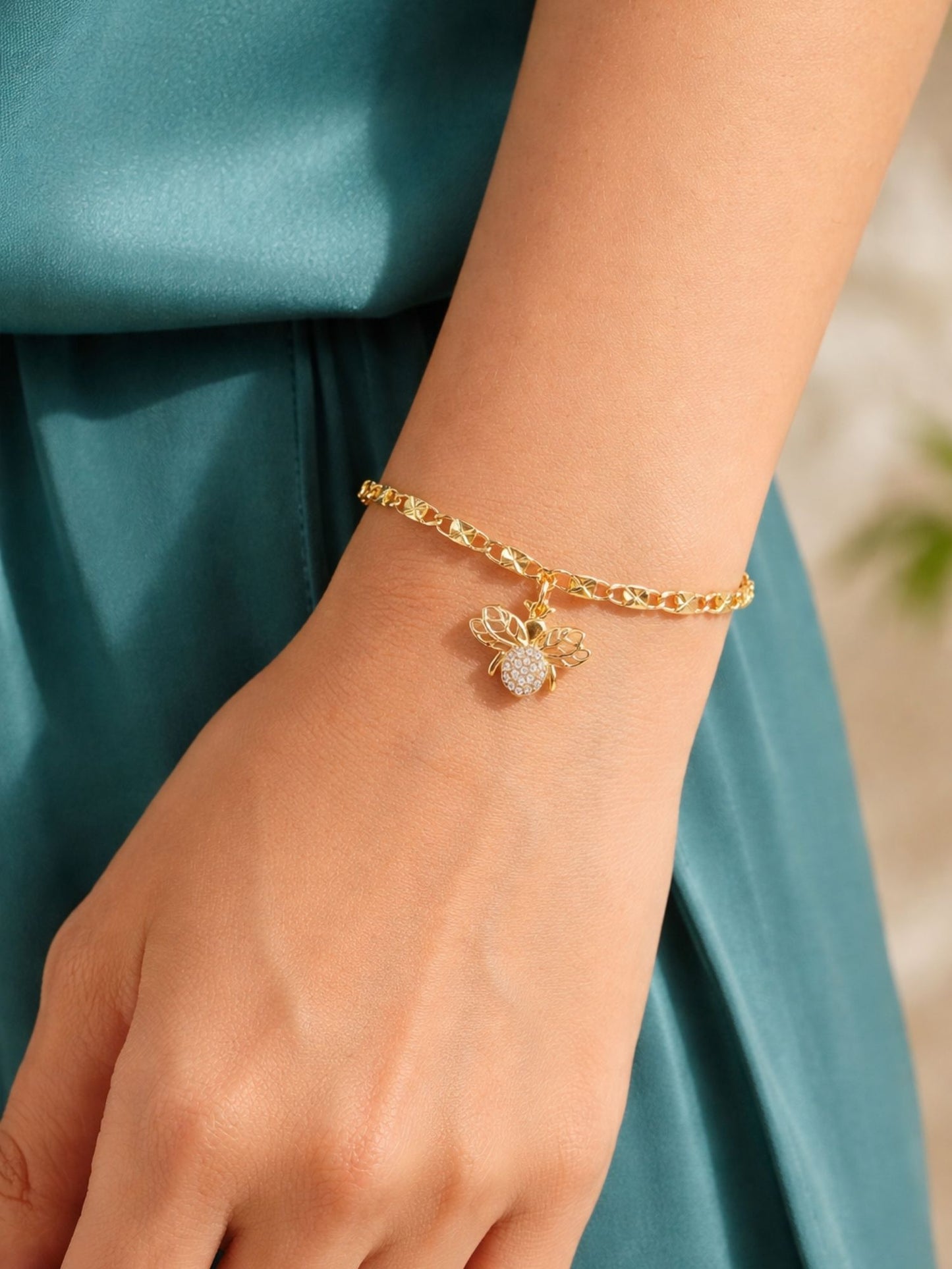 Gold Charm Bracelet Crystal Pendant Women|Lumba Rakhi Bhabhi Sister