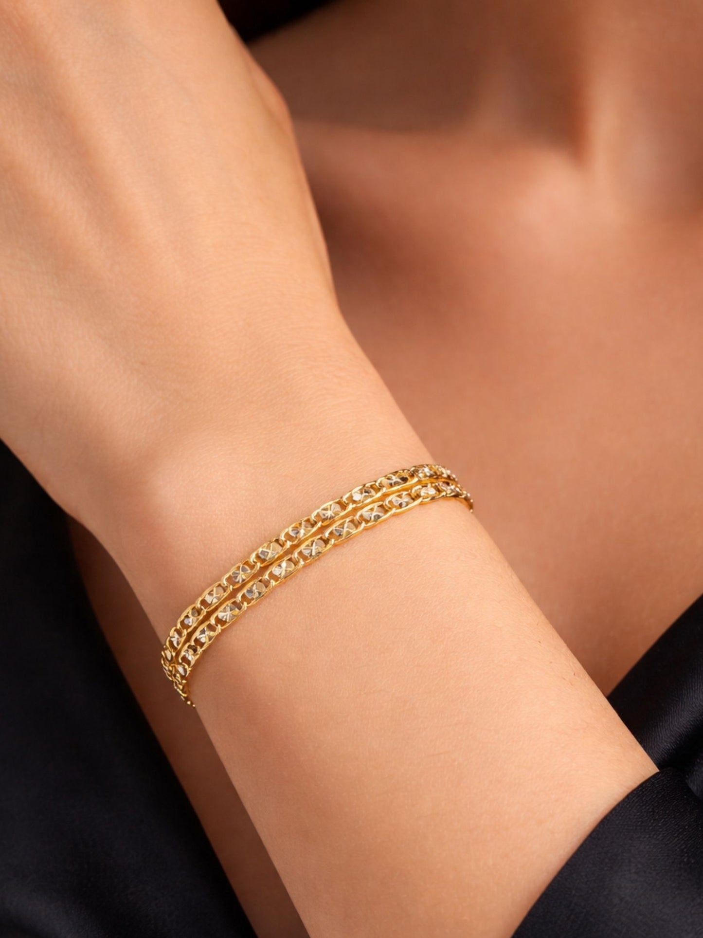 Gold Plated Double Chain Bracelet Adjustable Women|Lumba Rakhi Bhabhi Sister