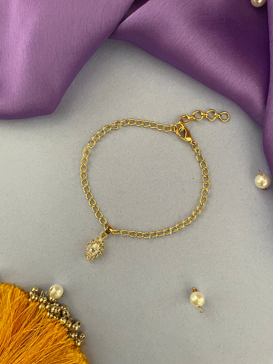 AD Flower Oval Bracelet Lumba Rakhi