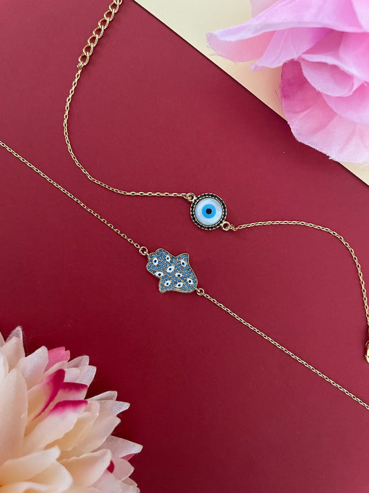 (Set of 2) Round Evil Eye/Hamsa Lumba Rakhi