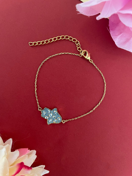 AD Hamsa Blue Evil Eye Bracelet Lumba Rakhi