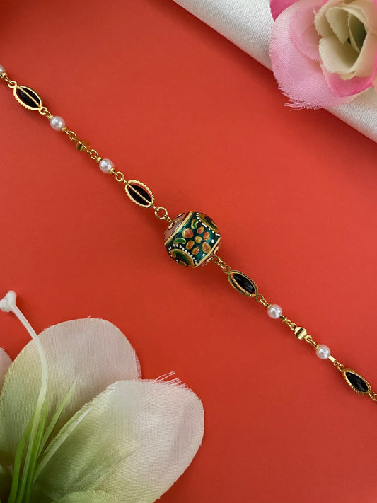 Ball Shape Stone/Pearl Bracelet Lumba Rakhi