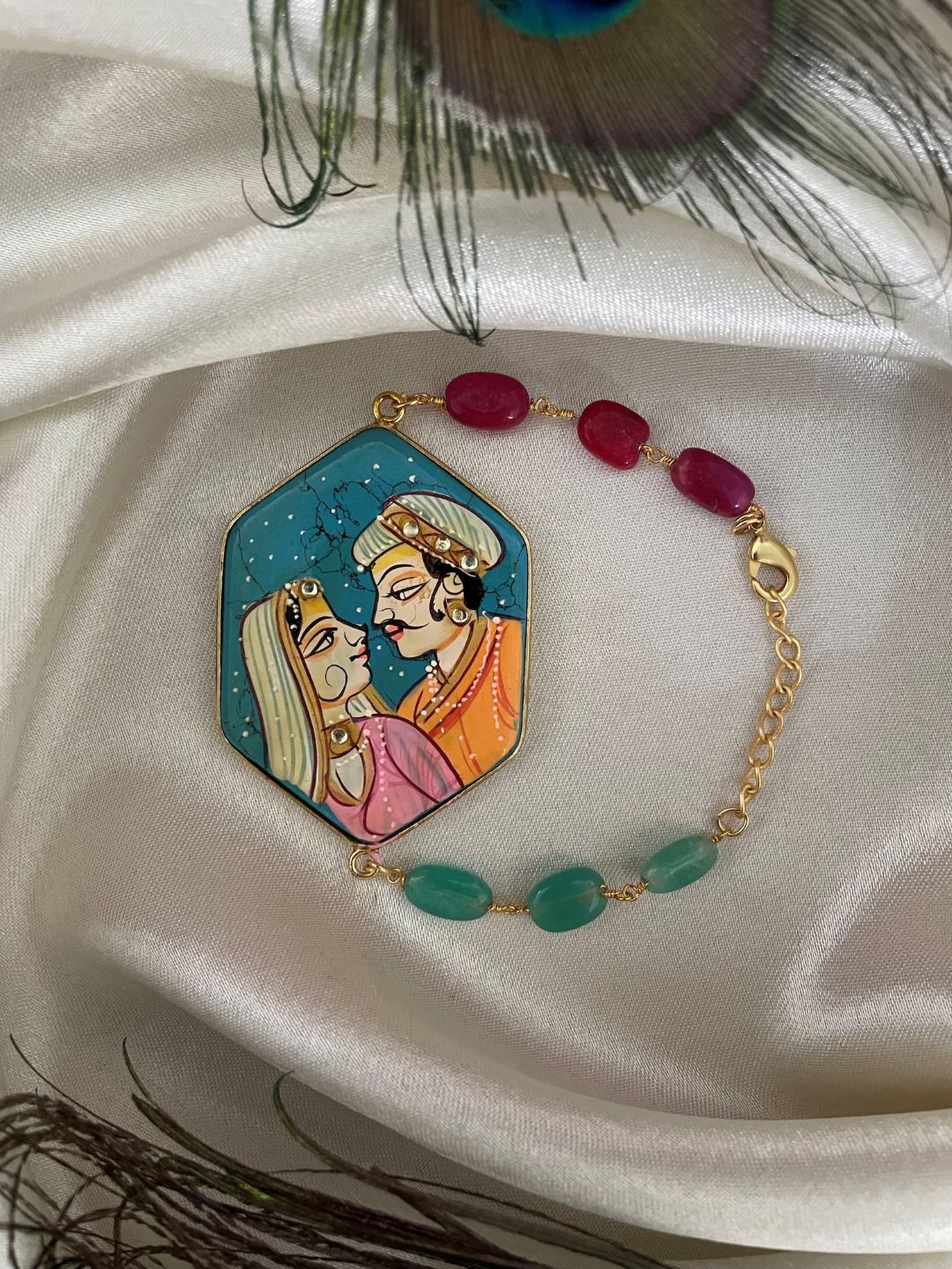 Radha Krishna Big With Beads Bracelet Lumba Rakhi